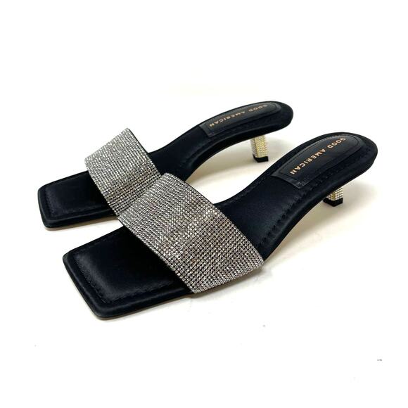 Good American Kickstand Slide Sandal Mules Black Diamond Size 7.5 GA117KD - Picture 6 of 12